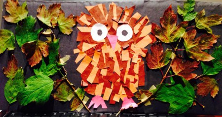 Tobiaskova sovička - farebný papier a jesenné konáriky - krásne